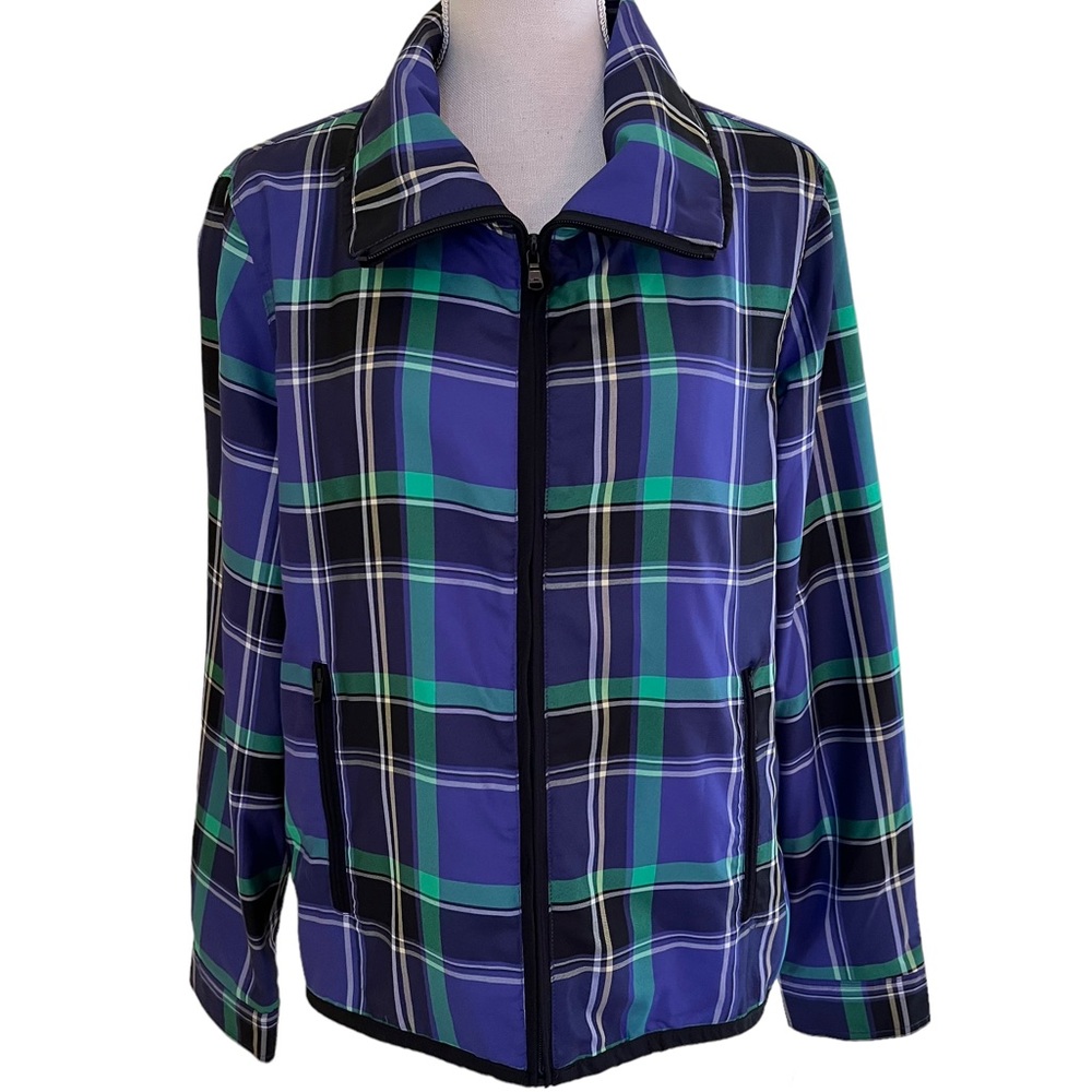 Lauren Ralph Lauren Active Purple/Green Plaid Zip Front Jacket XL